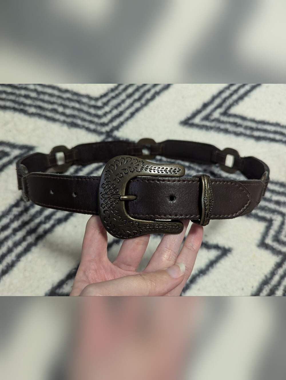 Genuine Split Leather Belt Western Boho Cowgirl Country Rodeo Southwestern Brass